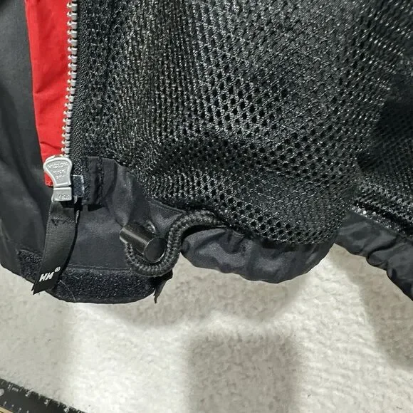 Helly Hansen Black & Red Detailing Collar Full Zip Hooded Windbreaker Jacket L